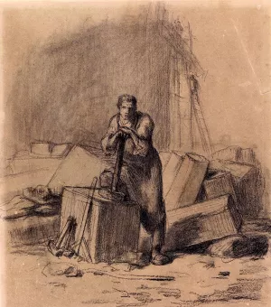Un Tailleur De Pierres by Jean-Francois Millet Oil Painting
