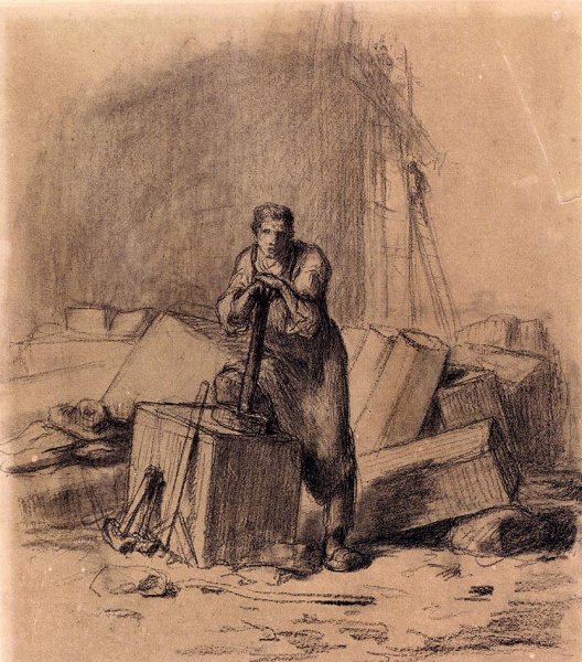 Un Tailleur De Pierres by Jean-Francois Millet - Hand-Painted Oil Painting Reproduction