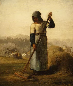Woman with a Rake by Jean-Francois Millet - Oil Painting Reproduction