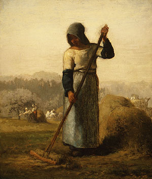 Main Product Photo of Woman with a Rake Painting by Jean-Francois Millet