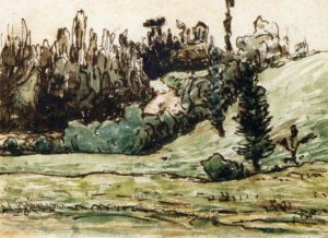 Wooded Hillside near Vichy Oil painting by Jean-Francois Millet