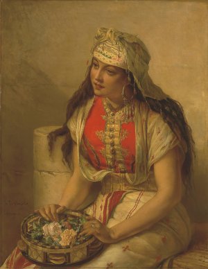 An Oriental Beauty by Jean Francois Portaels Oil Painting