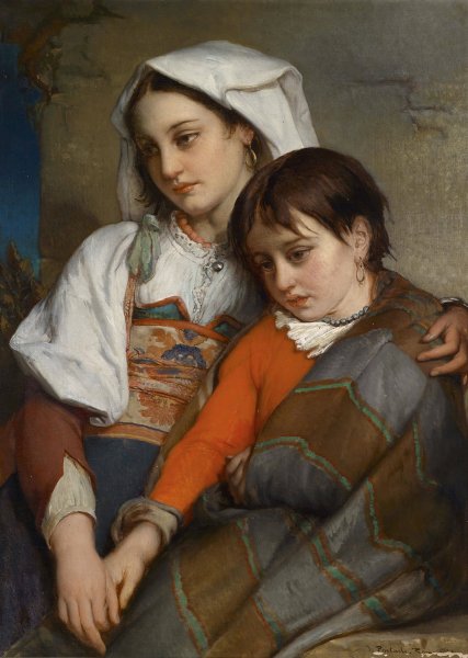 Schwestern by Jean Francois Portaels - Hand-Painted Oil Painting Reproduction