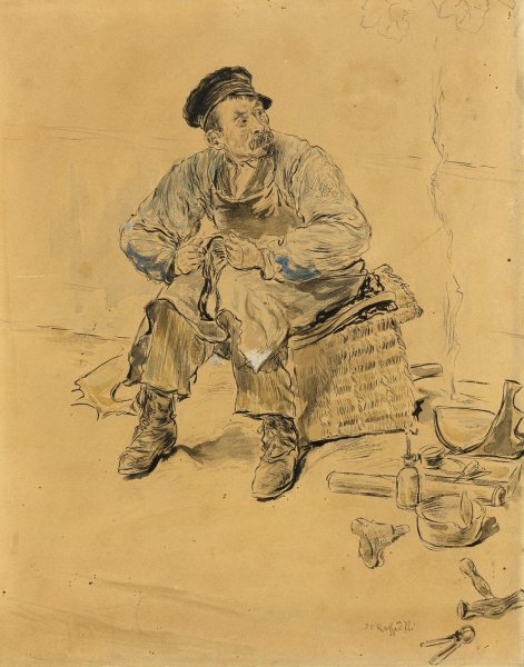 A Cobbler  by Jean Francois Raffaelli - Hand-Painted Oil Painting Reproduction