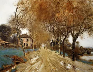 A Lane of Plane Trees Oil painting by Jean-Francois Raffaelli