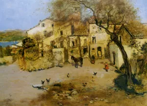 A Mediterranean Courtyard by Jean-Francois Raffaelli - Oil Painting Reproduction