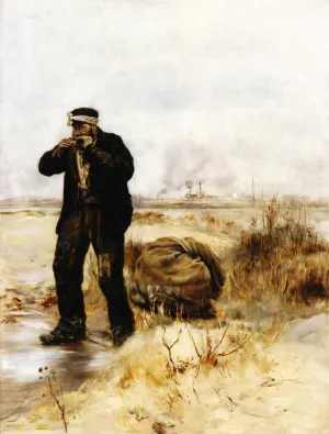 A Ragman Lighting His Pipe by Jean-Francois Raffaelli Oil Painting