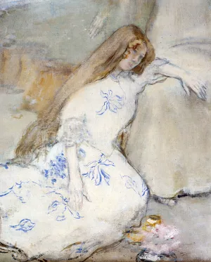A Young Girl Resting painting by Jean-Francois Raffaelli