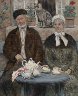 Afternoon Tea by Jean Francois Raffaelli Oil Painting