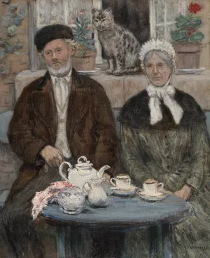 Afternoon Tea by Jean Francois Raffaelli Oil Painting
