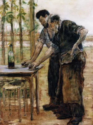 Blacksmiths Taking a Drink by Jean-Francois Raffaelli Oil Painting
