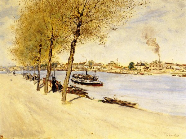 Main Product Photo of By the Water in Springtime Painting by Jean-Francois Raffaelli