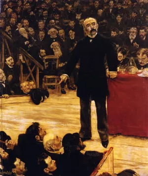 Georges Clemenceau Giving a Speech at the Cirque Fernando by Jean-Francois Raffaelli - Oil Painting Reproduction