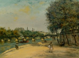 Institut de Framce et le Pont des Arts Oil painting by Jean-Francois Raffaelli