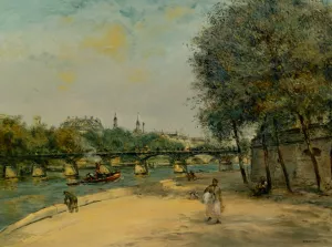 Institut de Framce et le Pont des Arts Oil painting by Jean-Francois Raffaelli