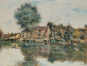 La Maison Rose, Bord De L'Oise Oil painting by Jean Francois Raffaelli