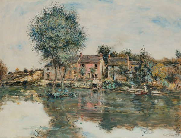 Main Product Photo of La Maison Rose, Bord De L'Oise Painting by Jean Francois Raffaelli
