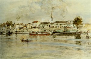 La Seine a Suresnes, Issy-les-Mouleneaux by Jean-Francois Raffaelli Oil Painting