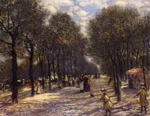 Lane of Trees on the Champs-Elysees by Jean-Francois Raffaelli Oil Painting