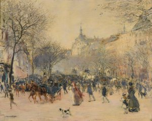 Le Carrefour Drouot a Paris by Jean Francois Raffaelli Oil Painting