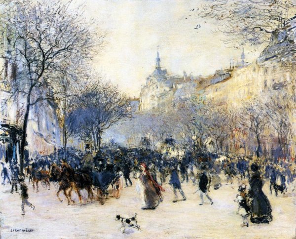 Main Product Photo of Le Carrefour Drouot Painting by Jean-Francois Raffaelli