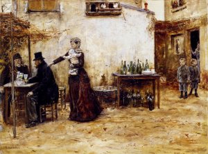 Les Habitues De Cafe by Jean-Francois Raffaelli Oil Painting