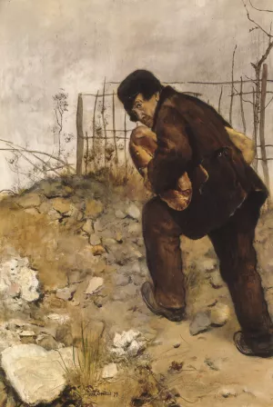 L'homme aux deux pains by Jean-Francois Raffaelli Oil Painting