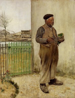 Man Having Just Painted His Fence by Jean-Francois Raffaelli Oil Painting