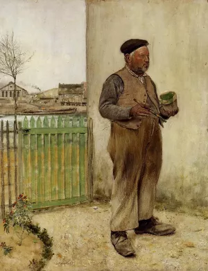 Man Having Just Painted His Fence painting by Jean-Francois Raffaelli