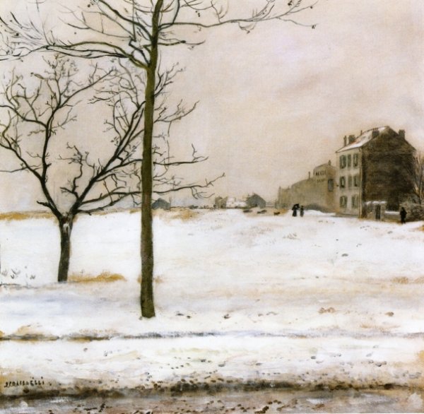 Main Product Photo of Montmartre Under the Snow Painting by Jean-Francois Raffaelli