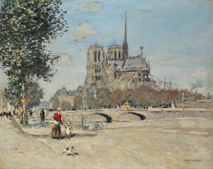 Notre-Dame de Paris et le pont de l'Archeveche Oil painting by Jean Francois Raffaelli
