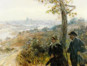 Peasants Going to Town by Jean-Francois Raffaelli Oil Painting