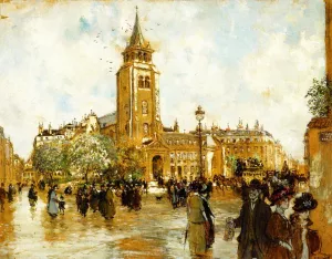 Place Saint-Germain-des-Pres by Jean-Francois Raffaelli Oil Painting