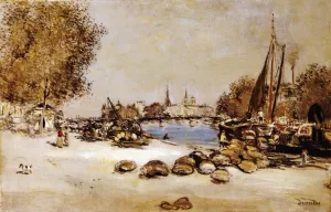 Port Saint-Nicolas by Jean-Francois Raffaelli Oil Painting