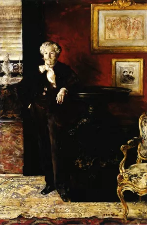 Portrait of Edmond de Goncourt by Jean-Francois Raffaelli Oil Painting