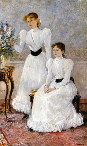 Portrait of Judithy and Gabrielle by Jean-Francois Raffaelli Oil Painting