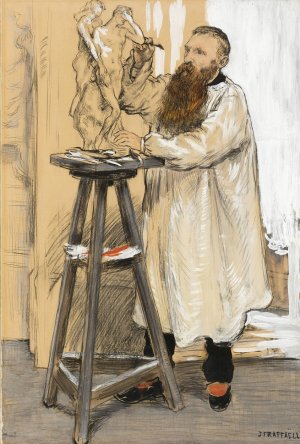 Portrait of the Sculptor Auguste Rodin in his Studio by Jean Francois Raffaelli Oil Painting