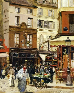 Rue de Montmartre by Jean-Francois Raffaelli Oil Painting