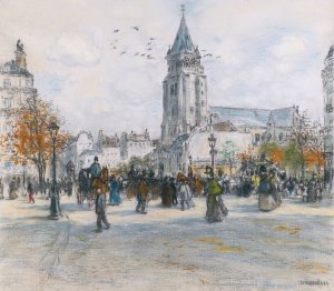 Saint-Germain Des Pres by Jean Francois Raffaelli Oil Painting