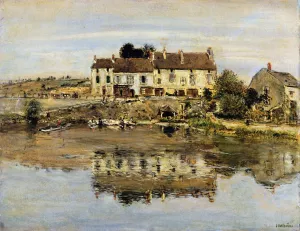 Small Houses on the Banks of the Oise by Jean-Francois Raffaelli - Oil Painting Reproduction