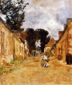 Street in a Rural Village by Jean-Francois Raffaelli - Oil Painting Reproduction