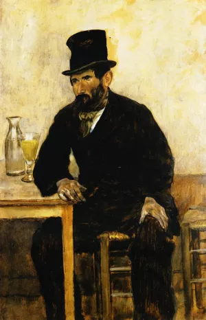 The Absinth Drinker by Jean-Francois Raffaelli Oil Painting