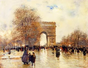 The Arc de Triomphe, Autumn Effect by Jean-Francois Raffaelli Oil Painting