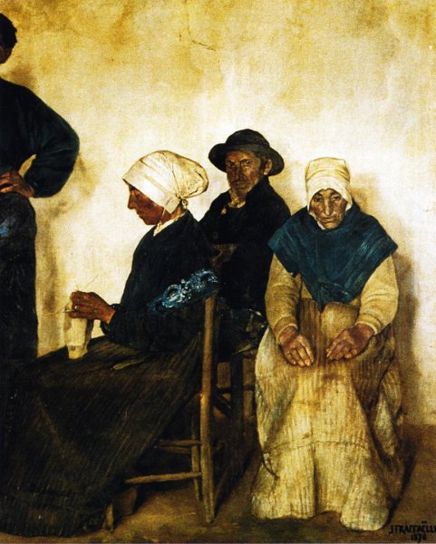 Main Product Photo of The Family of Jean the Lame, Peasants from Plougasnou, Finistere Painting by Jean-Francois Raffaelli