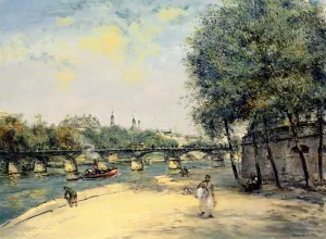The Institute de France and the Pont des Arts, Paris by Jean-Francois Raffaelli Oil Painting
