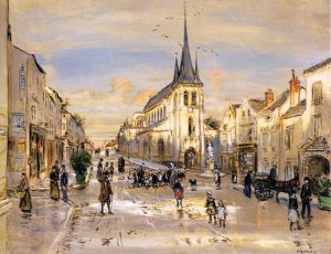 The Place Saint-Jean in Nemours by Jean-Francois Raffaelli Oil Painting