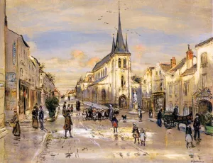 The Place Saint-Jean in Nemours by Jean-Francois Raffaelli Oil Painting