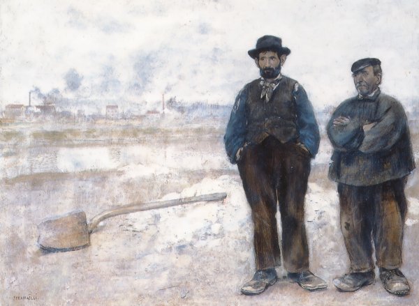 The Two Workmen by Jean-Francois Raffaelli - Hand-Painted Oil Painting Reproduction
