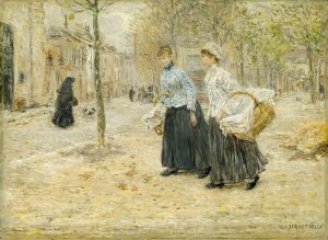 Two Washerwomen Crossing a Small Park in Paris Oil painting by Jean Francois Raffaelli