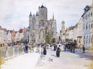 View of Ghent by Jean-Francois Raffaelli Oil Painting
